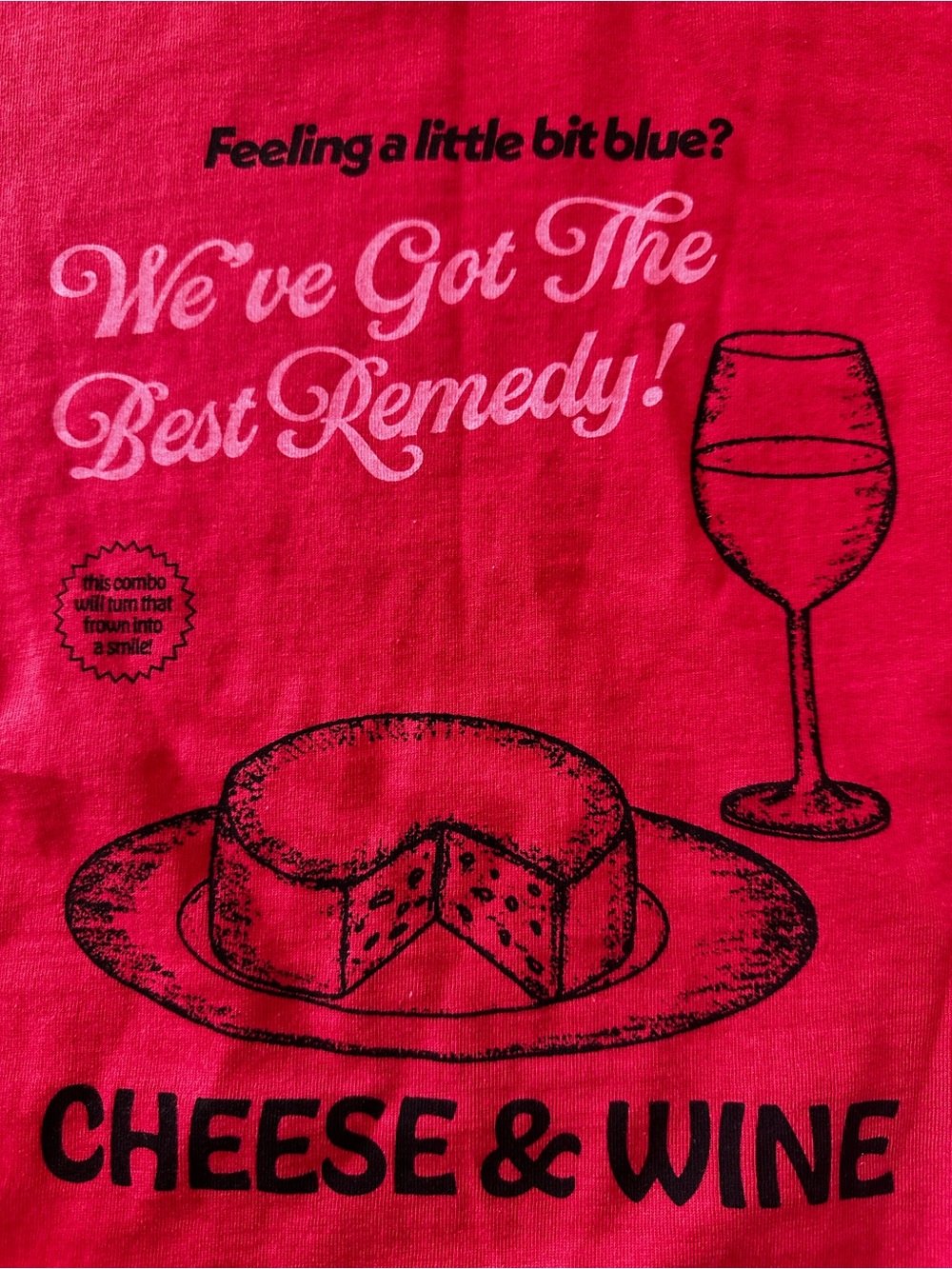New with Tag Anthropologie Red Cheese & Wine Graphic Short Sleeve Tee - Picture 6 of 8